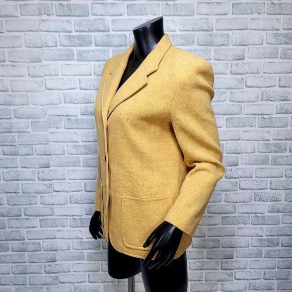 Vintage 90s Pendleton Womens S Yellow Wool Blazer Jacket 3 Button USA - Picture 3 of 10